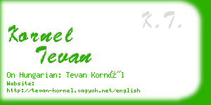 kornel tevan business card